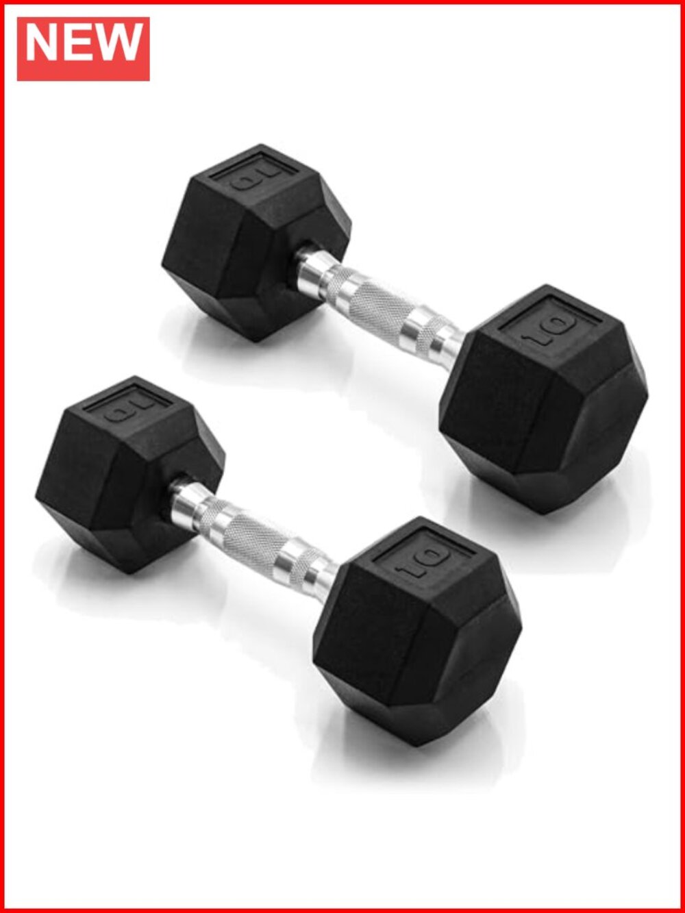 Rubber Coated Hex Dumbbells Pair Anti-Roll Chrome Handle for Home Gym Strength